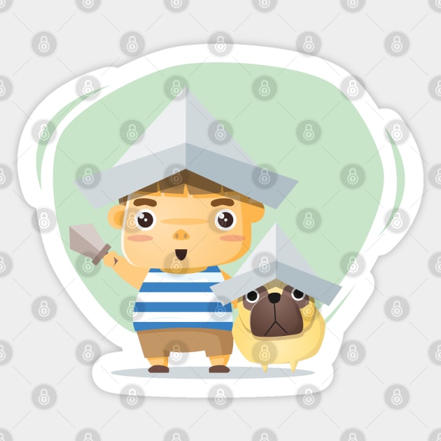 Boy and Dog in Sailor Costume Sticker by MonkeyBusiness